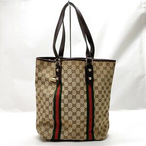 Authentic Gucci Sherry Line Brown Canvas Tote Bag mn433-030326